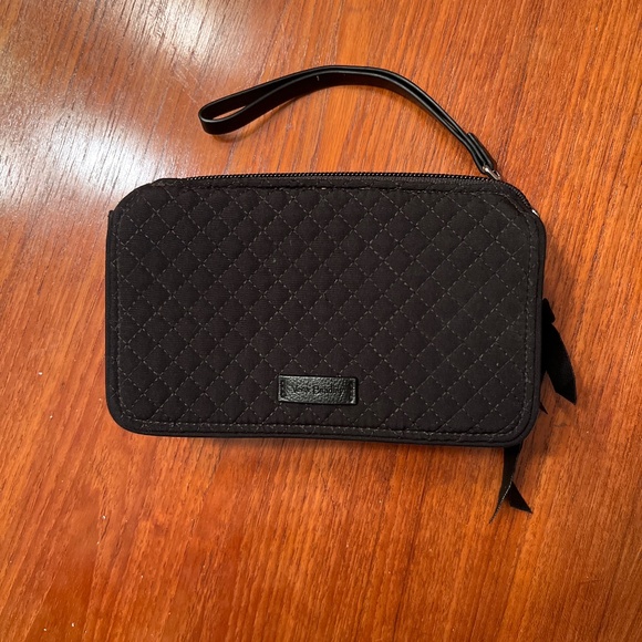 Vera Bradley black microfiber phone wristlet wallet RFID - Picture 1 of 5